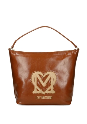 Love Moschino logo-plaque studded shoulder bag - Brown