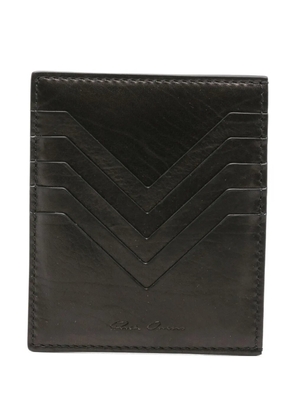 Rick Owens chevron-detail leather cardholder - Black