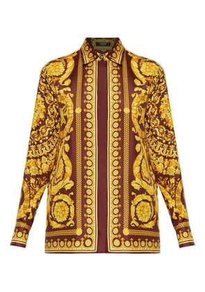 Versace floral-print silk blouse - Brown
