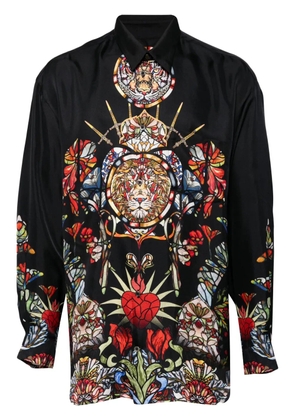 Camilla floral-print silk shirt - Black