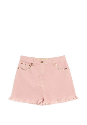 Valentino Garavani floral frayed denim shorts - Pink