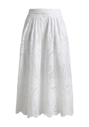 ETRO broderie-anglaise midi skirt - White