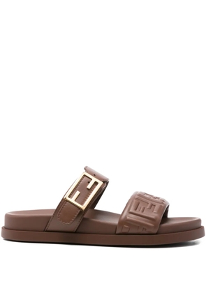 FENDI double-band flat sandals - Brown