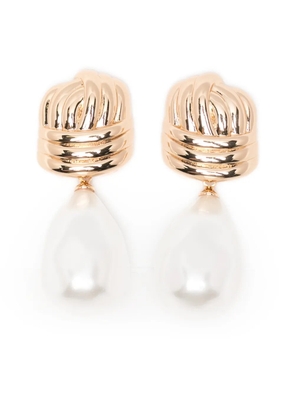 Self-Portrait pear-drop earrings - Gold