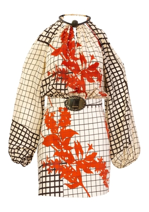 Silvia Tcherassi Jackson geometric-print cut-out mini dress - Neutrals