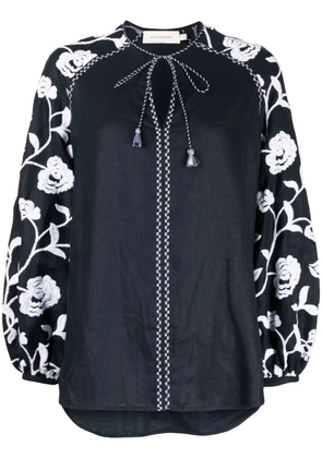 Silvia Tcherassi Molveno floral-embroidered tunic top - Blue