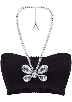AREA Crystal Butterfly knitted bandeau - Black