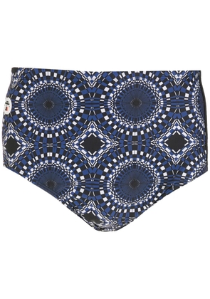 Amir Slama side-stripe abstract swimming shorts - Blue