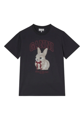 GANNI rabbit basic cotton jersey T-shirt - Grey