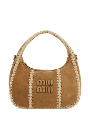 Miu Miu Wander suede braided shoulder bag - Brown