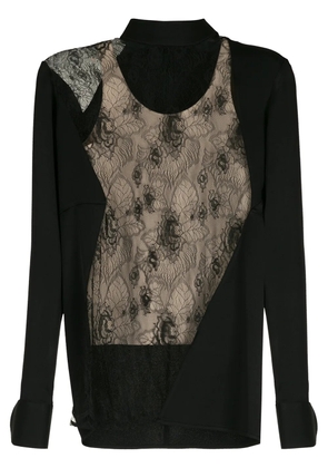 Gloria Coelho lace crepe blouse - Black