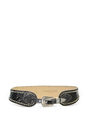 Streets Ahead Owen debossed studded belt - Black