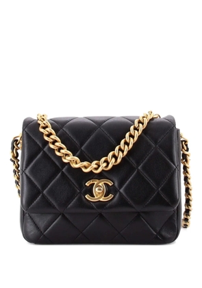 CHANEL Pre-Owned Side Note Flap Bag Quilted Lambskin Small crossbody bag - Black