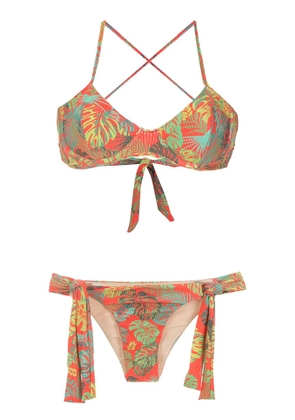 Amir Slama palm leaf print bikini - Red