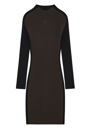 Courrèges colour-block ribbed-knit mini dress - Brown