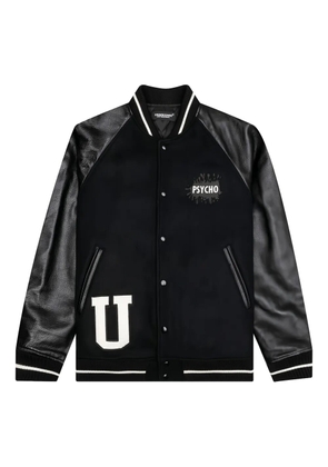 Undercover Psycho leather-sleeved bomber jacket - Black