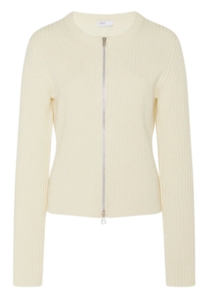 Rosetta Getty zip-up ribbed knit cardigan - Neutrals