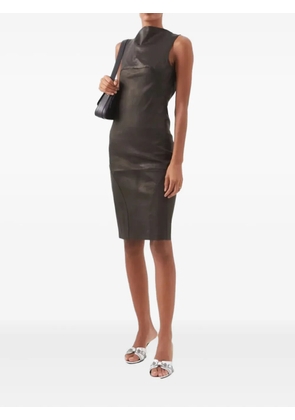 Rick Owens open-back leather midi dress - Black