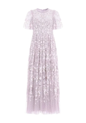 Needle & Thread Victoria Ditsy floral-embroidered midi dress - Purple