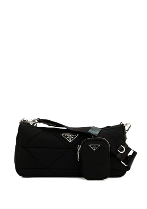 Prada enamel triangle-logo shoulder bag - Black