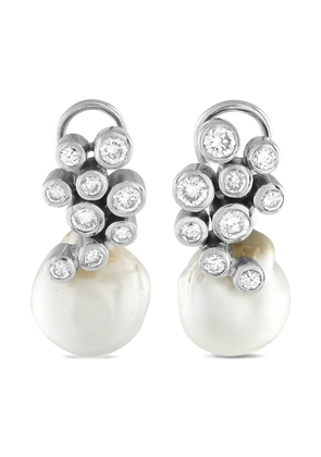 LB Exclusive 18K white gold diamond and pearl earrings - Silver