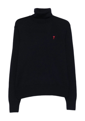 AMI Paris heart-embroidered turtleneck sweater - Blue