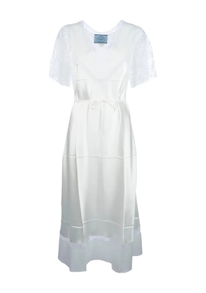 Prada lace-panels midi dress - White