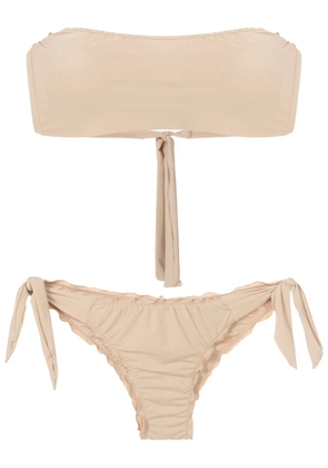Amir Slama gathered-detailing bandeau bikini - Neutrals