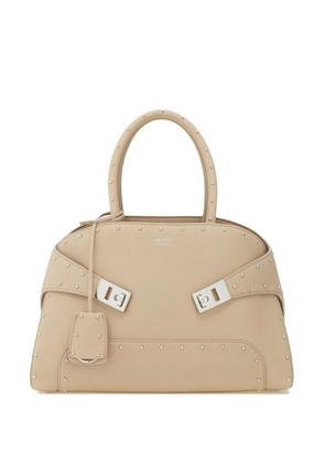 Ferragamo stud-embellished structured tote bag - Neutrals