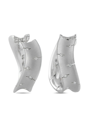 Roberto Coin Pre-Owned 18K white gold Convex diamond hoop earrings - Silver