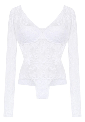 Amir Slama long sleeved lace bodysuit - White
