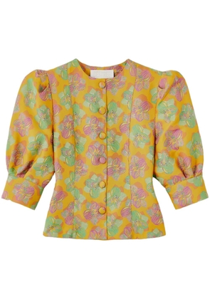 DESTREE Jasper floral-jacquard blouse - Yellow