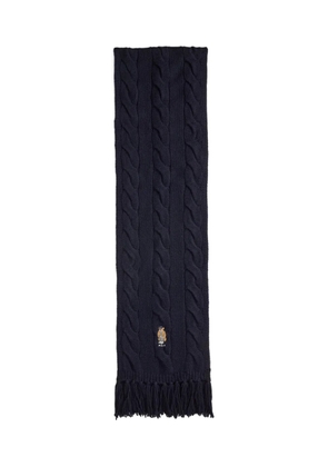 Polo Ralph Lauren cable-knit embroidered scarf - Blue
