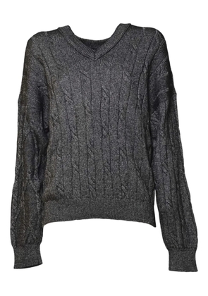 SOLOTRE cable-knit V-neck sweater - Grey