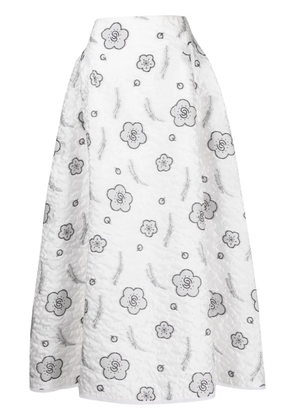 SHIATZY CHEN quilted A-line jacquard skirt - White
