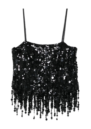 Blumarine sequin fringed top - Black