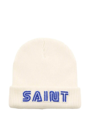 SAINT MXXXXXX logo-embroidered beanie hat - Neutrals