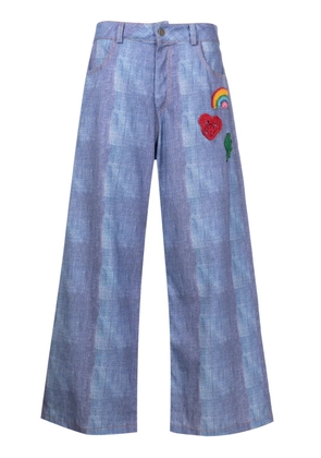 Amir Slama crochet-patch culotte trousers - Blue