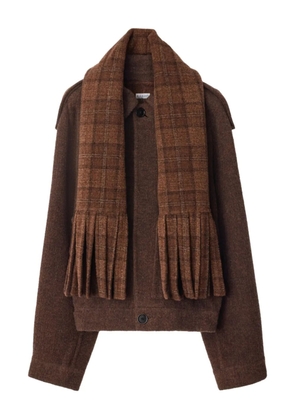 Burberry detachable-scarf button-closure jacket - Brown