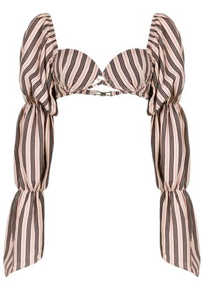 Amir Slama stripe-print cropped blouse - Multicolour