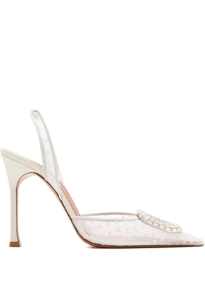 Amina Muaddi Camelia Sling 90 polka-dot crystal-embellished pumps - White