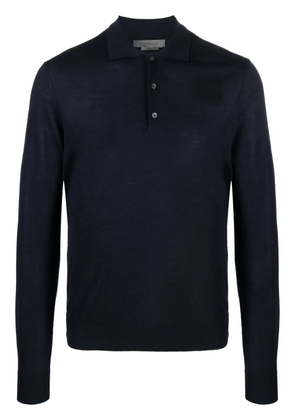 Corneliani fine-knit long-sleeve polo shirt - Blue