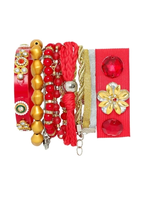 Amir Slama Bijoux beaded flower-charms bracelet - Red
