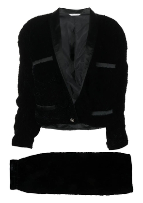 Versace Pre-Owned 1980s velvet padded skirt suit - Black
