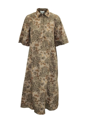 GANNI floral-print shirt dress - Brown