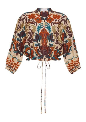 Cara Cara damask-print drawstring top - Neutrals
