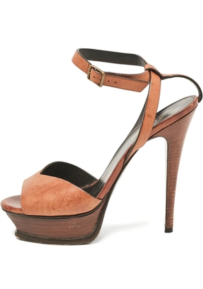 Saint Laurent Pre-Owned 80mm leather sandals - Brown