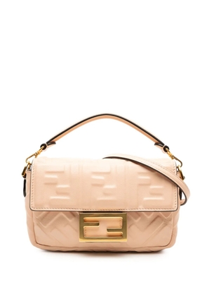Fendi Pre-Owned 2010-2025 Mini Zucca Embossed Leather Baguette satchel - Pink