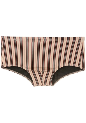 Amir Slama stripe-print swimming trunks - Brown