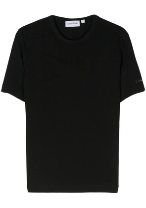 Calvin Klein logo-patch fine-ribbed T-shirt - Black